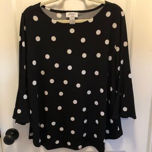 Carmen Marc Valvo Black polka-dot blouse 1X